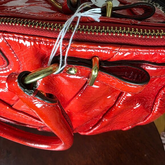Coach Large Red Patent Leather Satchel/Tote - Picture 14 of 17